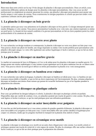 Top 10 des Designs de Planches à Découper Personnalisées