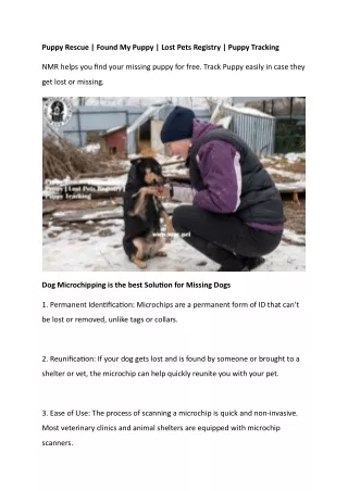 Puppy Rescue  Found My Puppy  Lost Pets Registry  Puppy Tracking