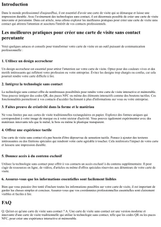 Les meilleures pratiques pour créer une carte de visite sans contact percutante