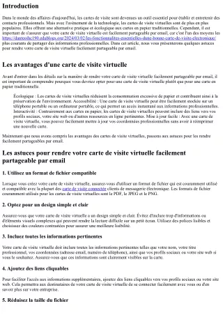 Les astuces pour rendre votre carte de visite virtuelle facilement partageable p