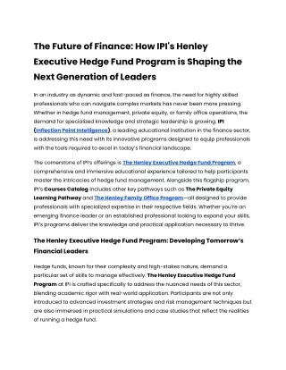 The Future of Finance_ How IPI's Henley Executive Hedge Fund Program is Shaping the Next Generation of Leaders