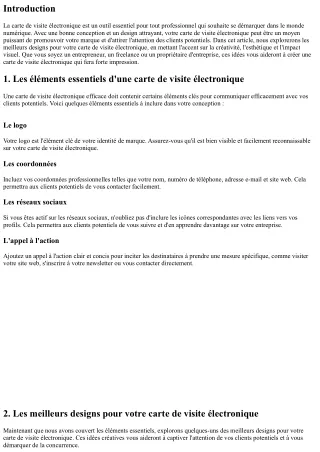 Les Meilleurs Designs pour Votre Carte de Visite Électronique