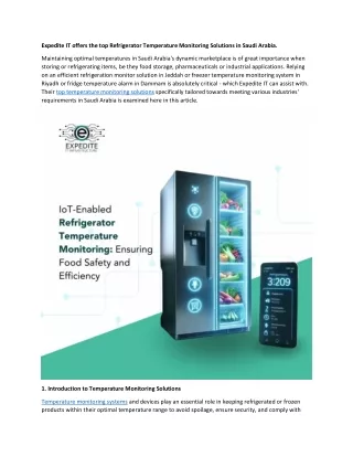 Refrigerator Temperature Monitoring Solutions in Saudi Arabia