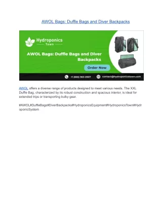 AWOL Bags_ Duffle Bags and Diver Backpacks
