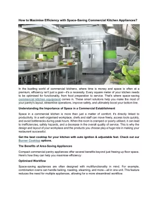 How to Maximise Efficiency with Space-Saving Commercial Kitchen Appliances