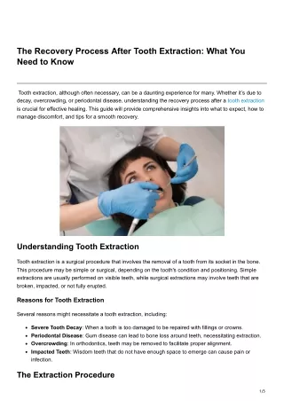 The Recovery Process After Tooth Extraction What You Need to Know