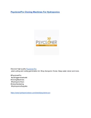 PsyclonerPro Cloning Machines For Hydroponics