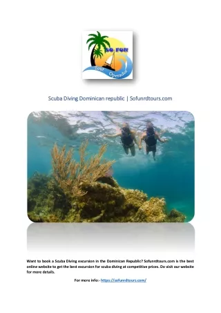 Scuba Diving Dominican republic | Sofunrdtours.com