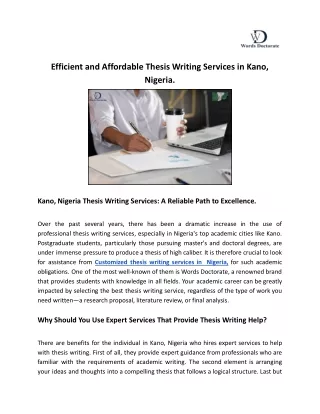 Efficient and Affordable Thesis Writing Services in Kano, Nigeria