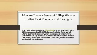 How to Create a Successful Blog Website in 2024: Best Practices and Strategies