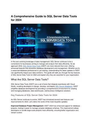 A Comprehensive Guide to SQL Server Data Tools for 2024