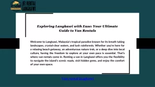 Exploring Langkawi with Ease: Your Ultimate Guide to Van Rentals