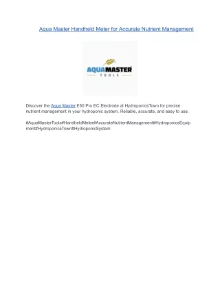 Aqua Master Handheld Meter for Accurate Nutrient Management