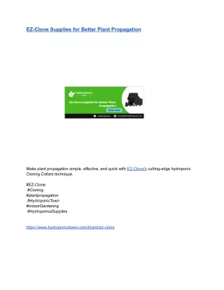 EZ-Clone Supplies for Better Plant Propagation