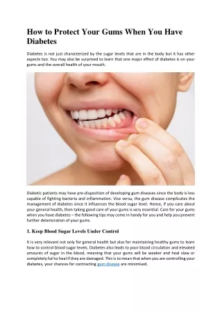 How to Protect Your Gums When You Have Diabetes