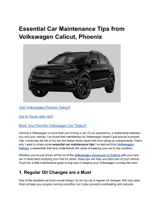 Essential Car Maintenance Tips from Volkswagen Calicut, Phoenix