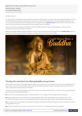 Buddha's Numerous Mudras - Why and Where to Place Them