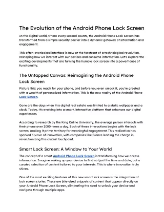 The Evolution of the Android Phone Lock Screen