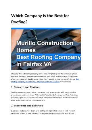 Which Company is the Best for Roofing