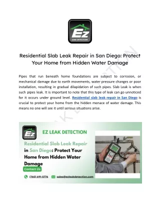 Essential Guide to Slab Leak Repair in San Diego: Safeguard Your Home from Hidde