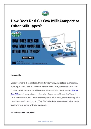 How Does Desi Gir Cow Milk Compare to Other Milk Types