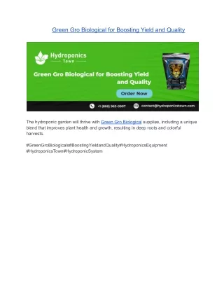 Green Gro Biological for Boosting Yield and Quality