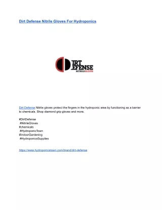 Dirt Defense Nitrile Gloves For Hydroponics