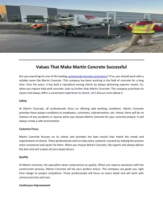 Values That Make Martin Concrete Successful