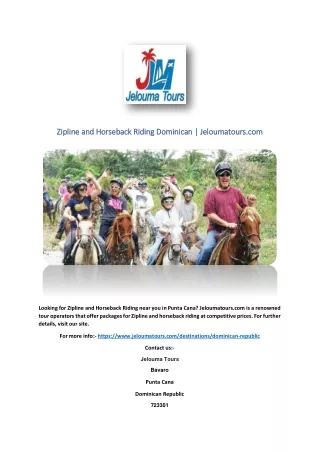 Zipline and Horseback Riding Dominican | Jeloumatours.com