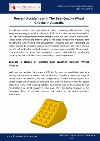 Prevent Accidents with The Best-Quality Wheel Chocks in Australia