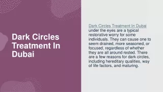 Dark Circle Treatment In Dubai