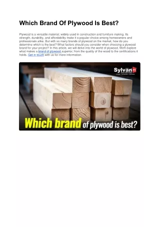 Which Brand Of Plywood Is Best