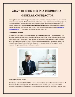 What to Look for in a Commercial General Contractor