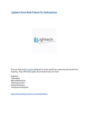 Lightech Grow Bulb Fixture For Hydroponics