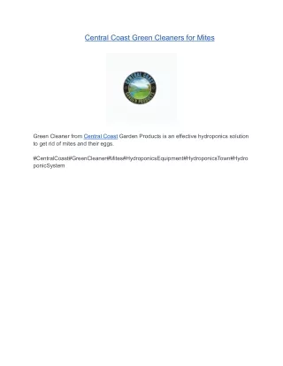 Central Coast Green Cleaners for Mites