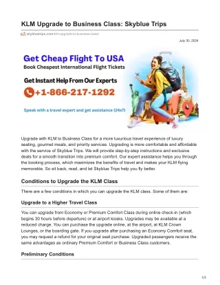 skybluetrips.com-KLM Upgrade to Business Class