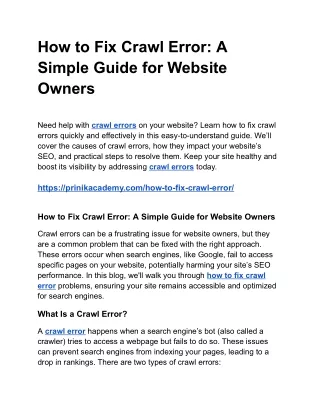 How to Fix Crawl Error: Essential Tips for Resolving Common SEO Issues