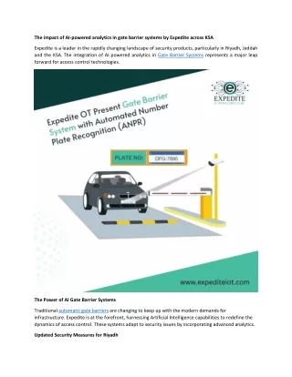 The Impact of AI-Powered Analytics in Gate Barrier KSA