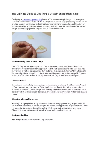 Custom Engagement Ring: Tailored to Your Taste and Love Story