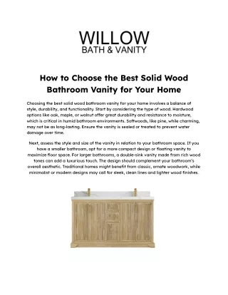 How to Choose the Best Solid Wood Bathroom Vanity for Your Home