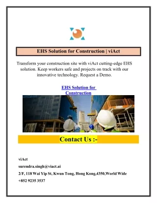 EHS Solution for Construction | viAct