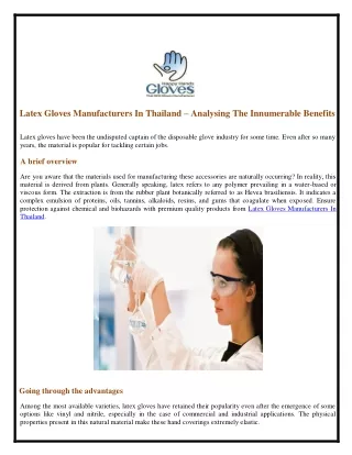 Latex Gloves Manufacturers In Thailand – Analysing The Innumerable Benefits