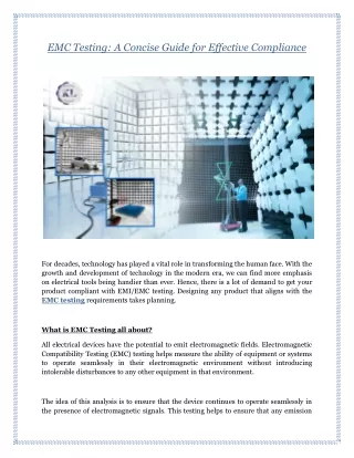 EMC Testing - A Concise Guide for Effective Compliance