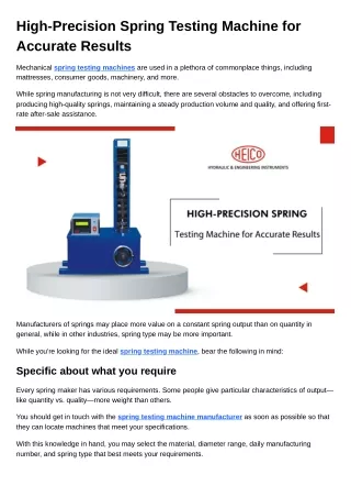 High-Precision Spring Testing Machine for Accurate Results