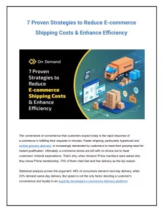 7 Proven Strategies to Reduce E-commerce Shipping Costs & Enhance Efficiency