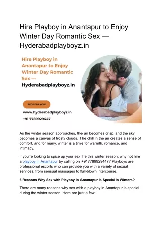Hire Playboy in Anantapur to Enjoy Winter Day Romantic Sex — Hyderabadplayboyz.in