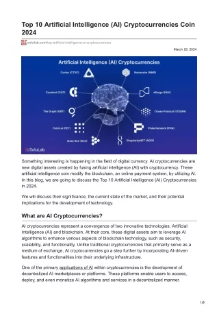 Top 10 Artificial Intelligence AI Cryptocurrencies Coin 2024