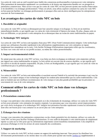 Comment les cartes de visite NFC en bois peuvent faciliter vos échanges professi