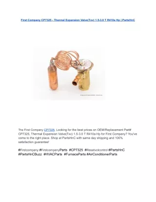 First Company CP7325 - Thermal Expansion Valve(Txv) 1.5-3.0 T R410a Hp _ PartsHnC
