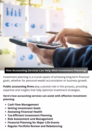 How Accounting Services Can Help With Investment Planning?